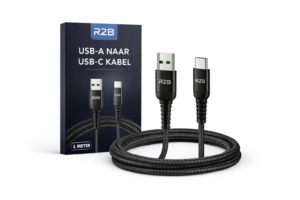 R2B USB-A naar USB-C kabel van 1 meter met stevige gevlochten kabel